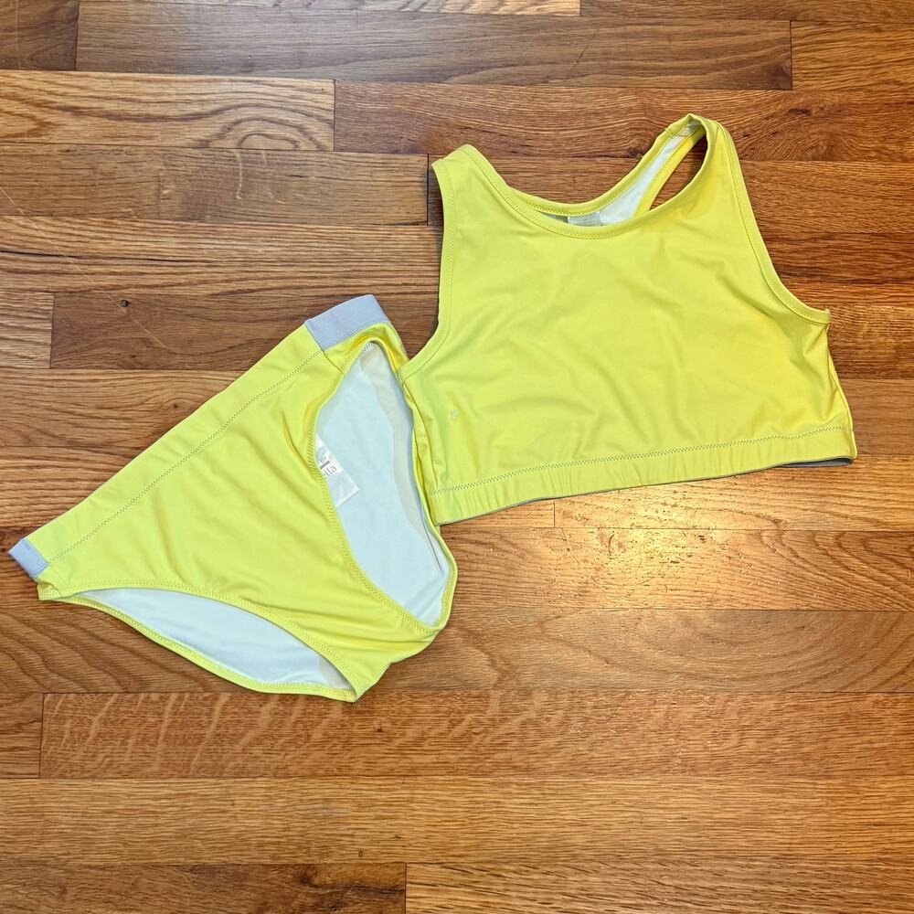 Z by Zella Girls 14 Yellow Athletic 2-piece Swimsuit Bikini Swimwear Racerback